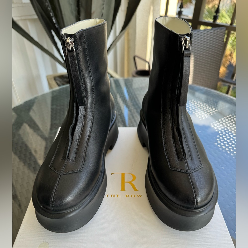 Black Front Zip Ankle Boots